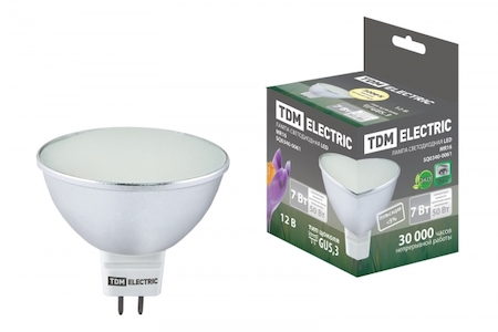 TDM ELECTRIC SQ0340-0061 Лампа светодиодная MR16-7 Вт-12 В -3000 К–GU 5,3 SMD (с матовым стеклом) TDM